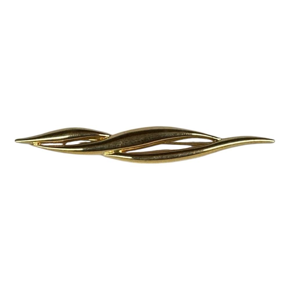 Monet‎ Signed Gold Tone Pin Long & Sleek 3.5" Brooch Pin
